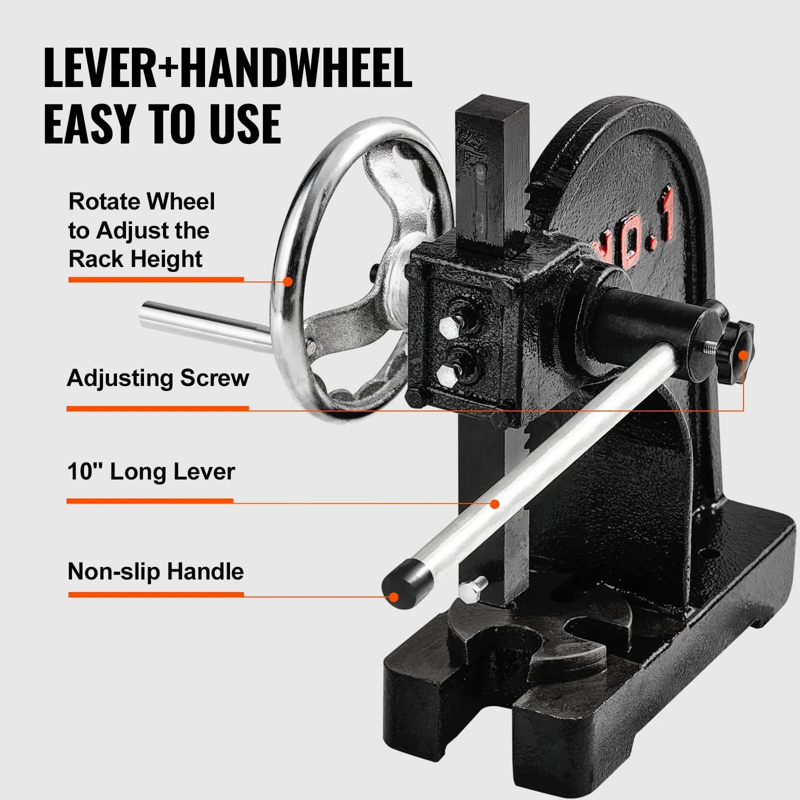 VEVOR Arbor Press, 1 Ton Manual Arbor Press with Handwheel, 5.9