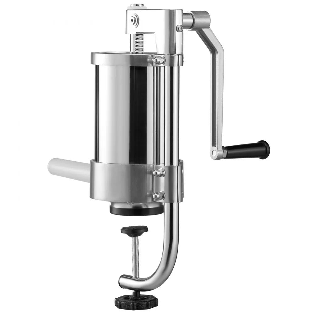 VEVOR Sausage Stuffer, 2.5LBS/1.5L Capacity, 304 Stainless Steel Vertical Sausage Stuffer, Sausage Filling Machine with 3 Stuffing Tubes, Suction Base and Manual Crank for Household or Commercial Use