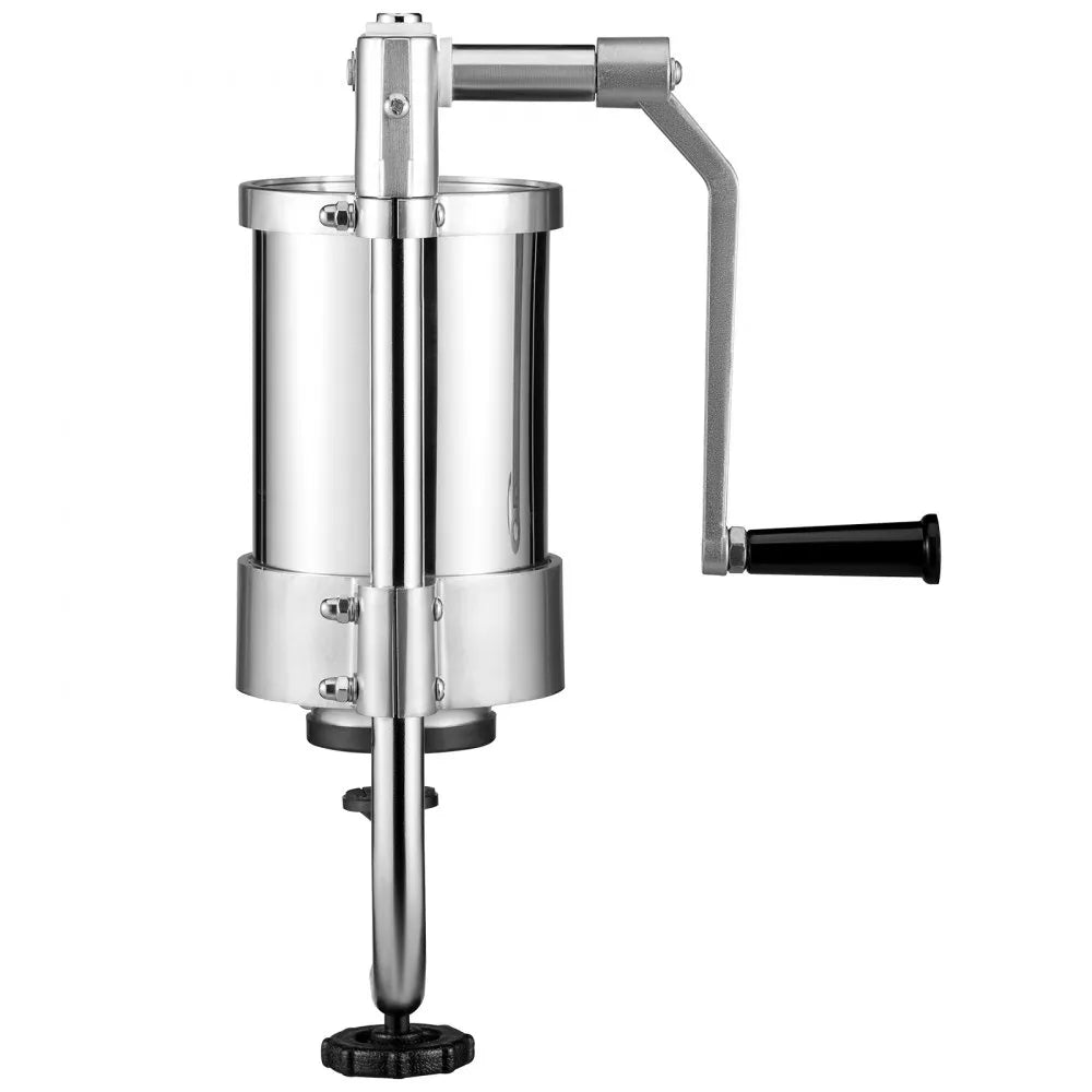 VEVOR Sausage Stuffer, 2.5LBS/1.5L Capacity, 304 Stainless Steel Vertical Sausage Stuffer, Sausage Filling Machine with 3 Stuffing Tubes, Suction Base and Manual Crank for Household or Commercial Use