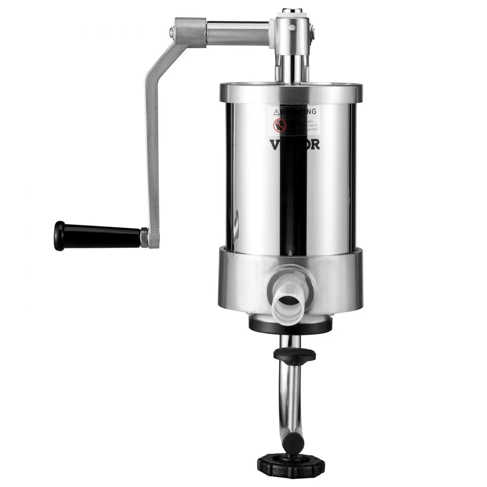 VEVOR Sausage Stuffer, 2.5LBS/1.5L Capacity, 304 Stainless Steel Vertical Sausage Stuffer, Sausage Filling Machine with 3 Stuffing Tubes, Suction Base and Manual Crank for Household or Commercial Use