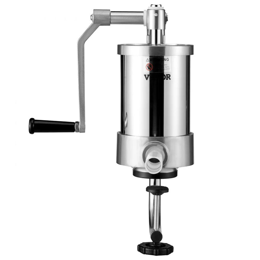 VEVOR Sausage Stuffer, 2.5LBS/1.5L Capacity, 304 Stainless Steel Vertical Sausage Stuffer, Sausage Filling Machine with 3 Stuffing Tubes, Suction Base and Manual Crank for Household or Commercial Use