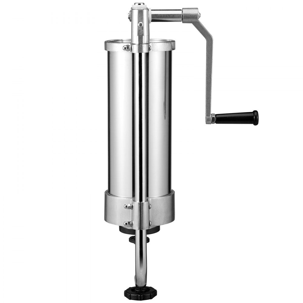 VEVOR Sausage Stuffer, 5LBS/3L Capacity, 304 Stainless Steel Vertical Sausage Stuffer, Sausage Filling Machine with 3 Stuffing Tubes, Suction Base and Manual Crank for Household or Commercial Use