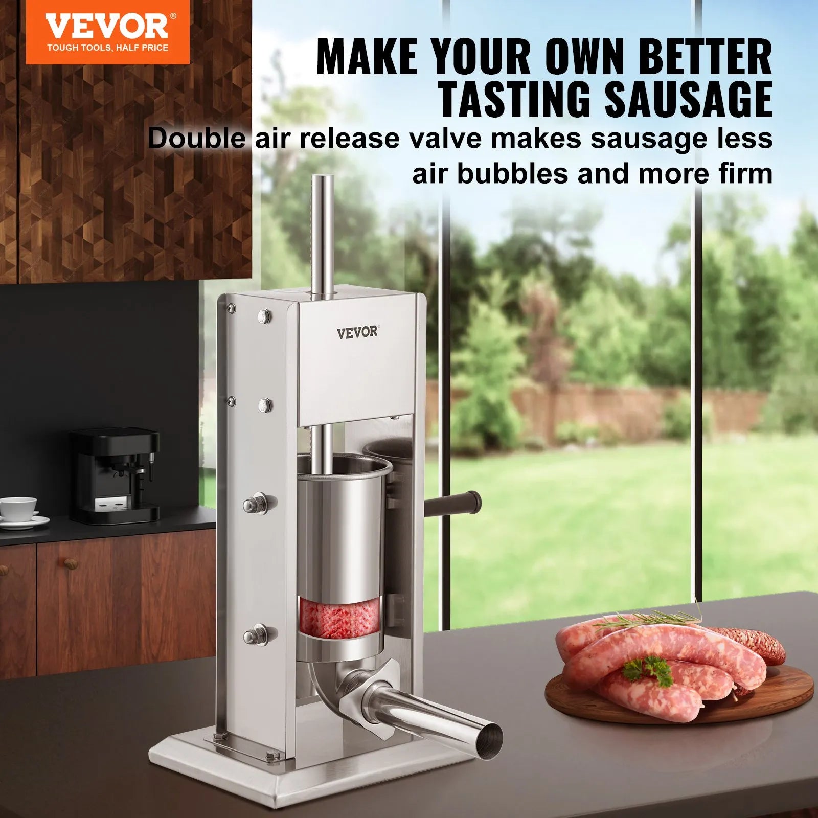 VEVOR Sausage Stuffer 5LBS/3L Capacity Homemade Sausage Maker Stainless Steel