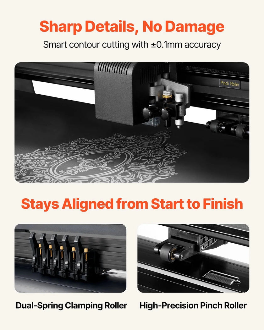 VEVOR Vinyl Cutter Machine, 53 inch Max Feed Width, Dual Blades, Adjustable Force and Speed, LED Display, Vinyl Plotter Cutter Printer with Signmaster Software for Compatible with Windows and macOS