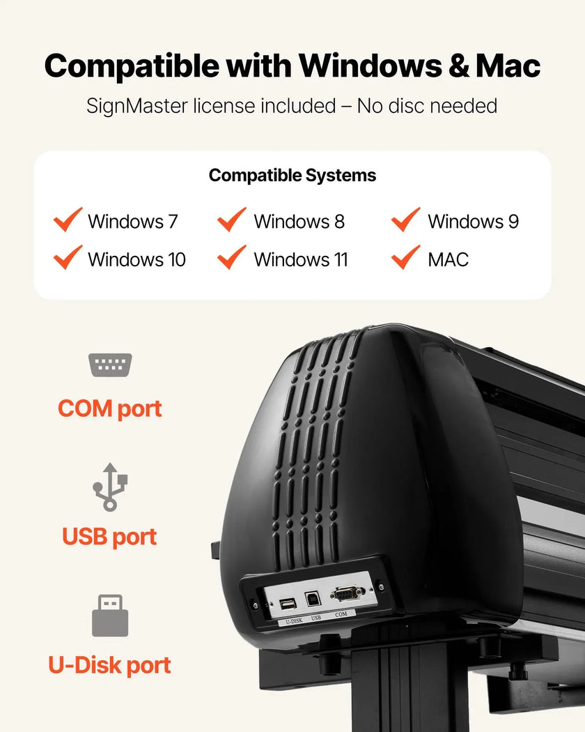 VEVOR Vinyl Cutter Machine, 34 inch Max Feed Width, Dual Blades, Adjustable Force and Speed, LED Display, Vinyl Plotter Cutter Printer with Signmaster Software for Compatible with Windows and macOS