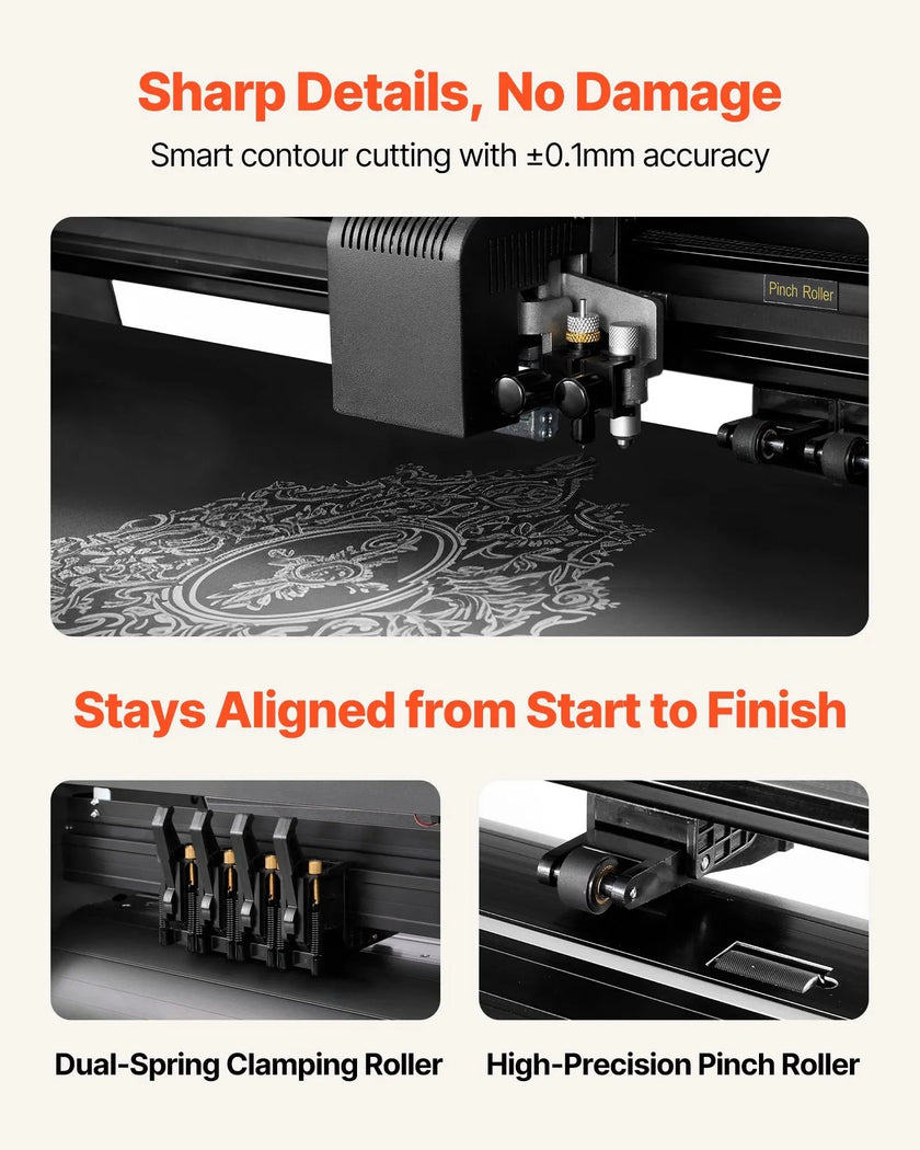 VEVOR Vinyl Cutter Machine, 34 inch Max Feed Width, Dual Blades, Adjustable Force and Speed, LED Display, Vinyl Plotter Cutter Printer with Signmaster Software for Compatible with Windows and macOS