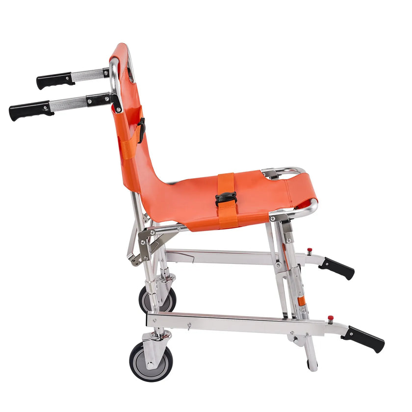 VEVOR EMS Stair Chair, 350 lbs Load Capacity, Foldable Aluminum Emergency Stair Climbing Wheelchair with 2 Wheels, Portable Stair Lift Chair Ambulance Firefighter Evacuation Use for Elderly, Disabled