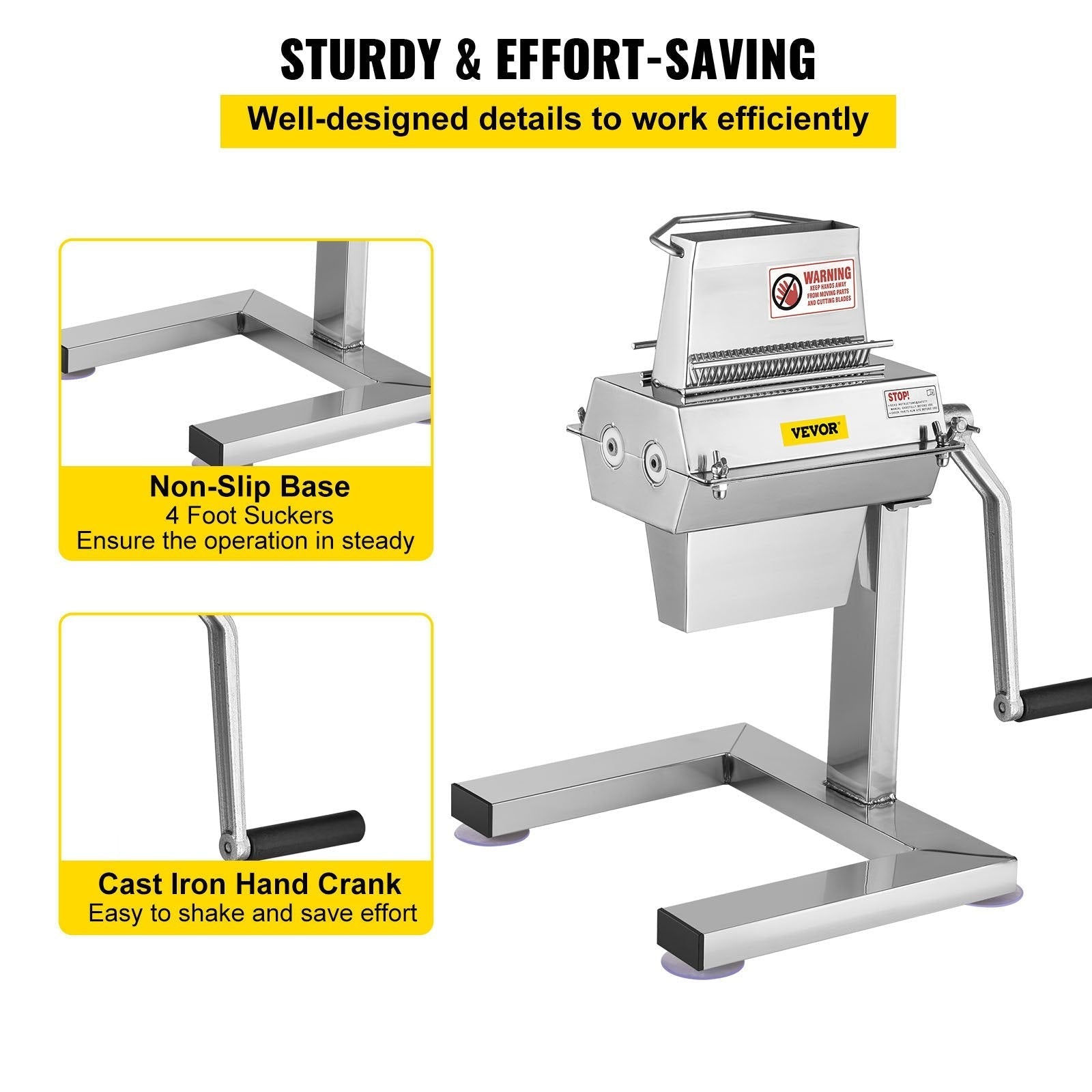 VEVOR Meat Tenderizer Machine, 5 in/12.5 cm Cutting Width, Manual Steak Tenderizer with Stainless Steel Blades and C-Clamp Combs, Heavy Duty Construction Used for Tendering Pork Beef Mutton