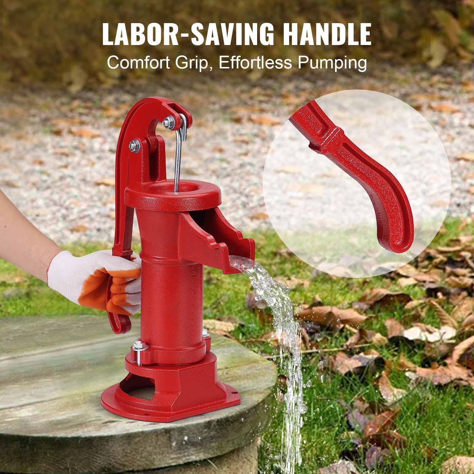 VEVOR Antique Well Hand Pitcher Pump, 25 ft Maximum Lift, Cast Iron Manual Hand Water Pump with Ergonomic Handle G1-5/8