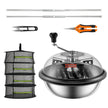 VEVOR Leaf Bowl Trimmer, 16'' Trimmer Bowl, Manual Bud Trimmer with Stainless-Steel Blades for Twisted Spin Cut, Clear Visibility Dome, Foldable Herb Drying Rack and Hand Pruner Included