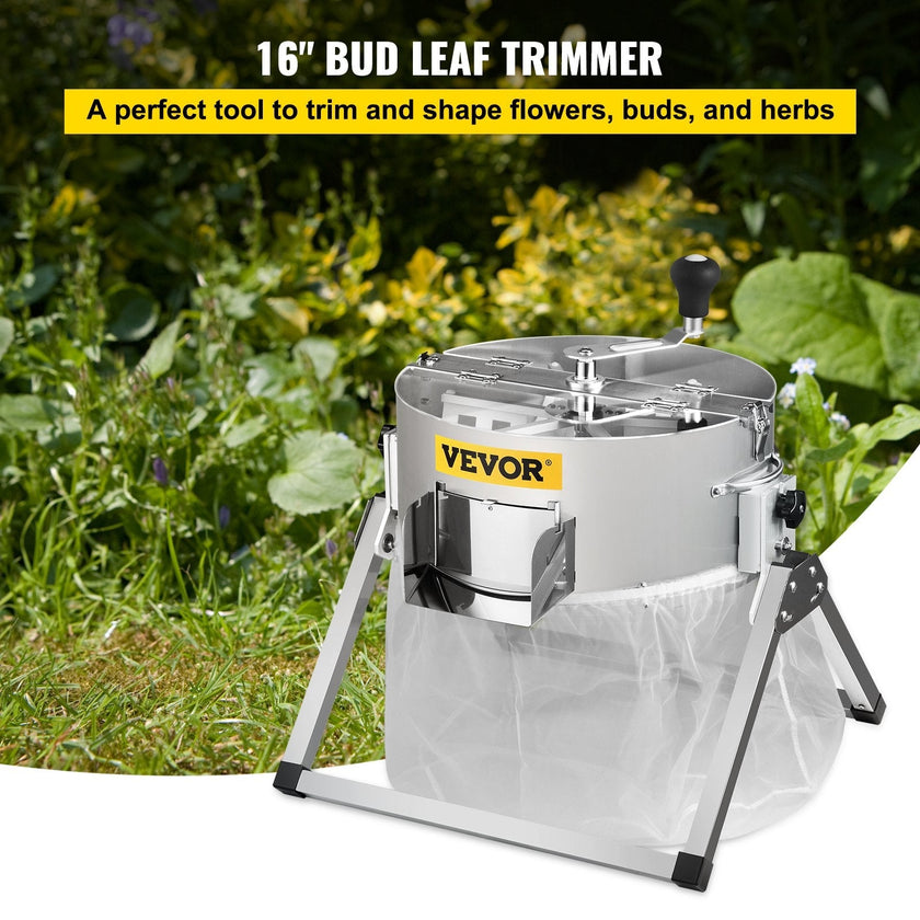 VEVOR Bud Leaf Trimmer, 16 inch Manual Hydroponic Dry or Wet Plant Trimming Machine, with Sharp Stainless Steel Blades & Solid Metal Gearbox, Twisted Spin Cut for Flowers, Leaves, Herbs