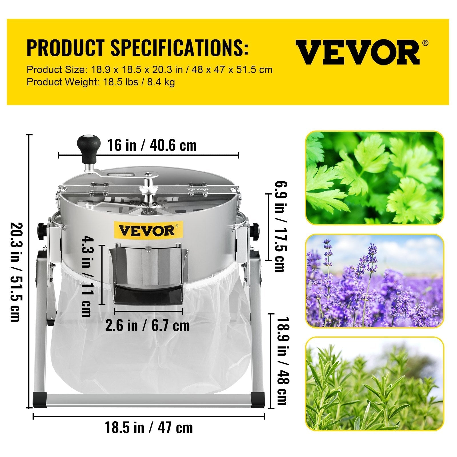 VEVOR Bud Leaf Trimmer, 16 inch Manual Hydroponic Dry or Wet Plant Trimming Machine, with Sharp Stainless Steel Blades & Solid Metal Gearbox, Twisted Spin Cut for Flowers, Leaves, Herbs