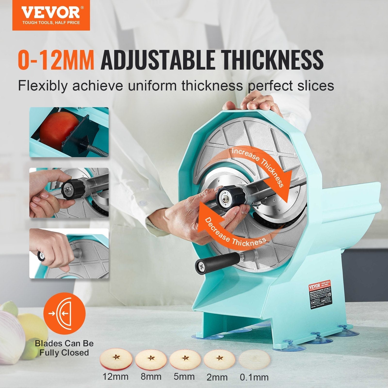 VEVOR Manual Vegetable Fruit Slicer, 0-0.5