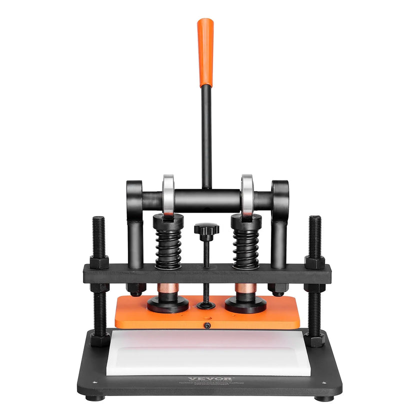 VEVOR Leather Cutting Machine, 11 x 5.5 in Embossing Plate Manual Die Cutter, 0.47 in Pressure Stroke Leather Embossing Machine, Dual Guide Shafts Die Cut Machine for Various of Materials
