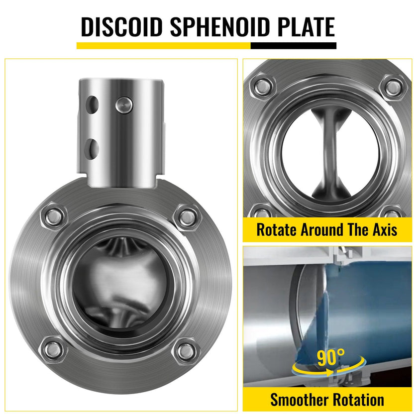 VEVOR Sanitary Butterfly Valve 1 Pack Stainless Butterfly Valve 3