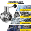 VEVOR Sanitary Butterfly Valve 1 Pack Stainless Butterfly Valve 3