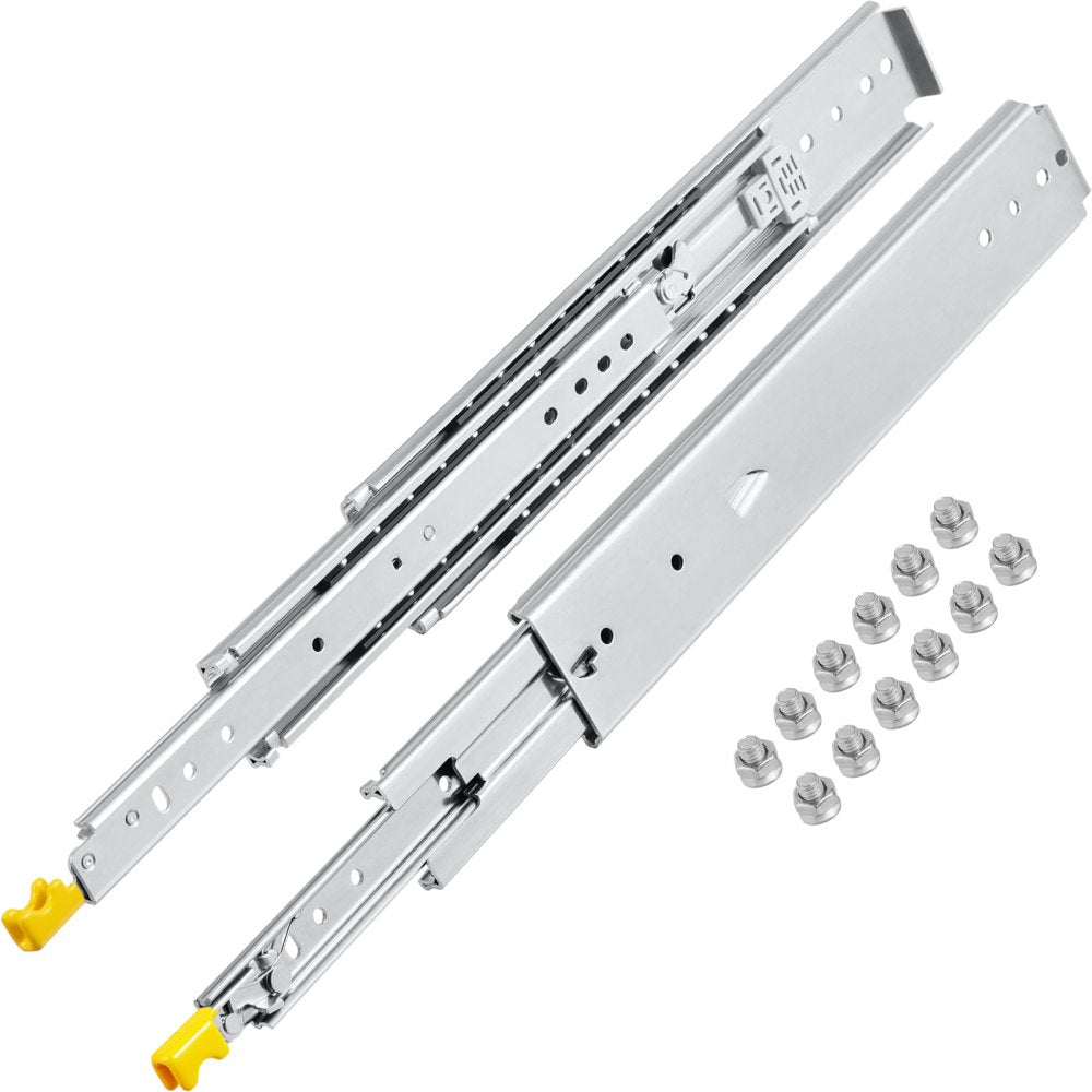 VEVOR Drawer Slides with Lock, 1 Pair 20 inch, Heavy-Duty Industrial Steel up to 500 lbs Capacity, 3-Fold Full Extension, Ball Bearing Lock-in & Lock-Out, Side Mount
