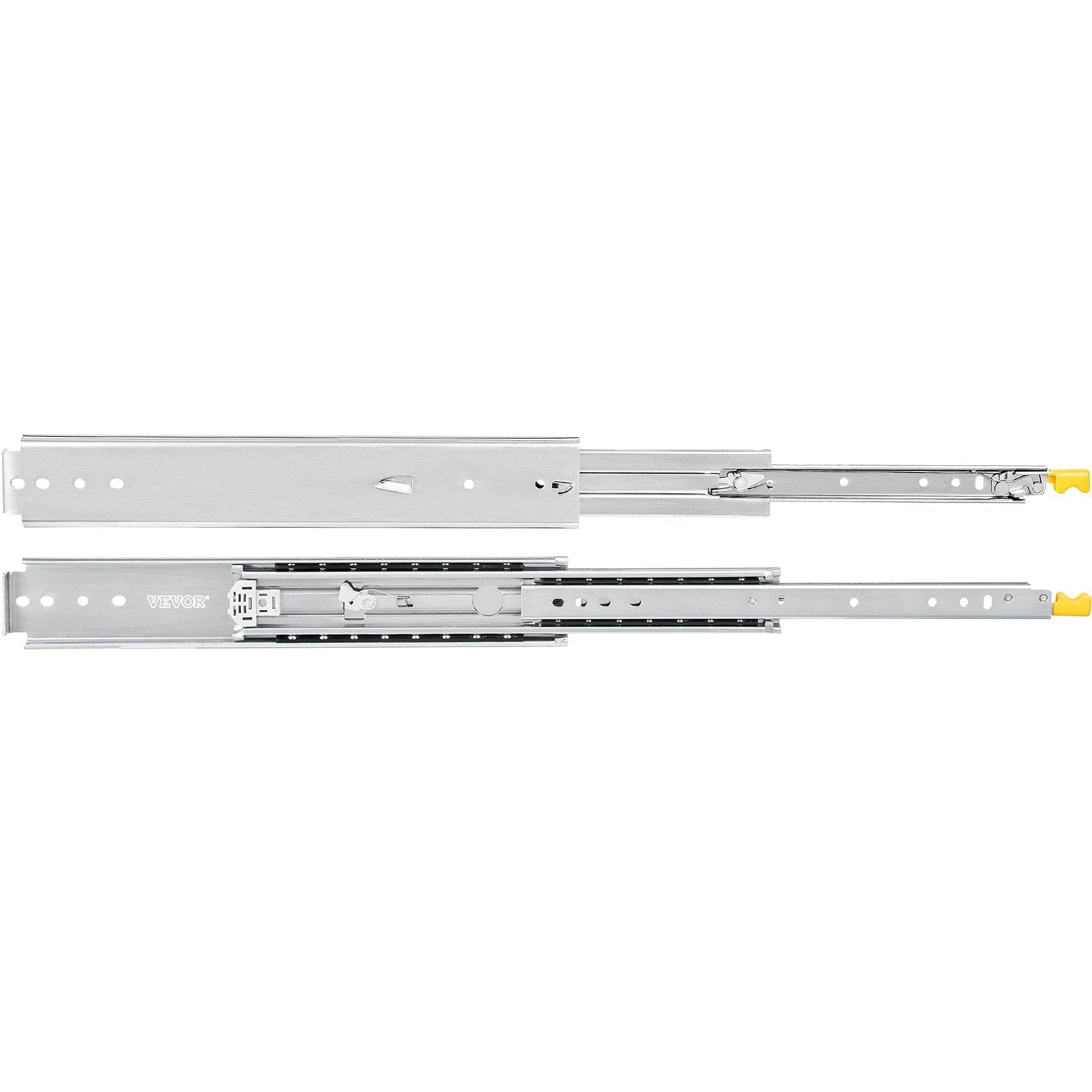 VEVOR Drawer Slides with Lock, 1 Pair 24 inch, Heavy-Duty Industrial Steel up to 500 lbs Capacity, 3-Fold Full Extension, Ball Bearing Lock-in & Lock-Out, Side Mount
