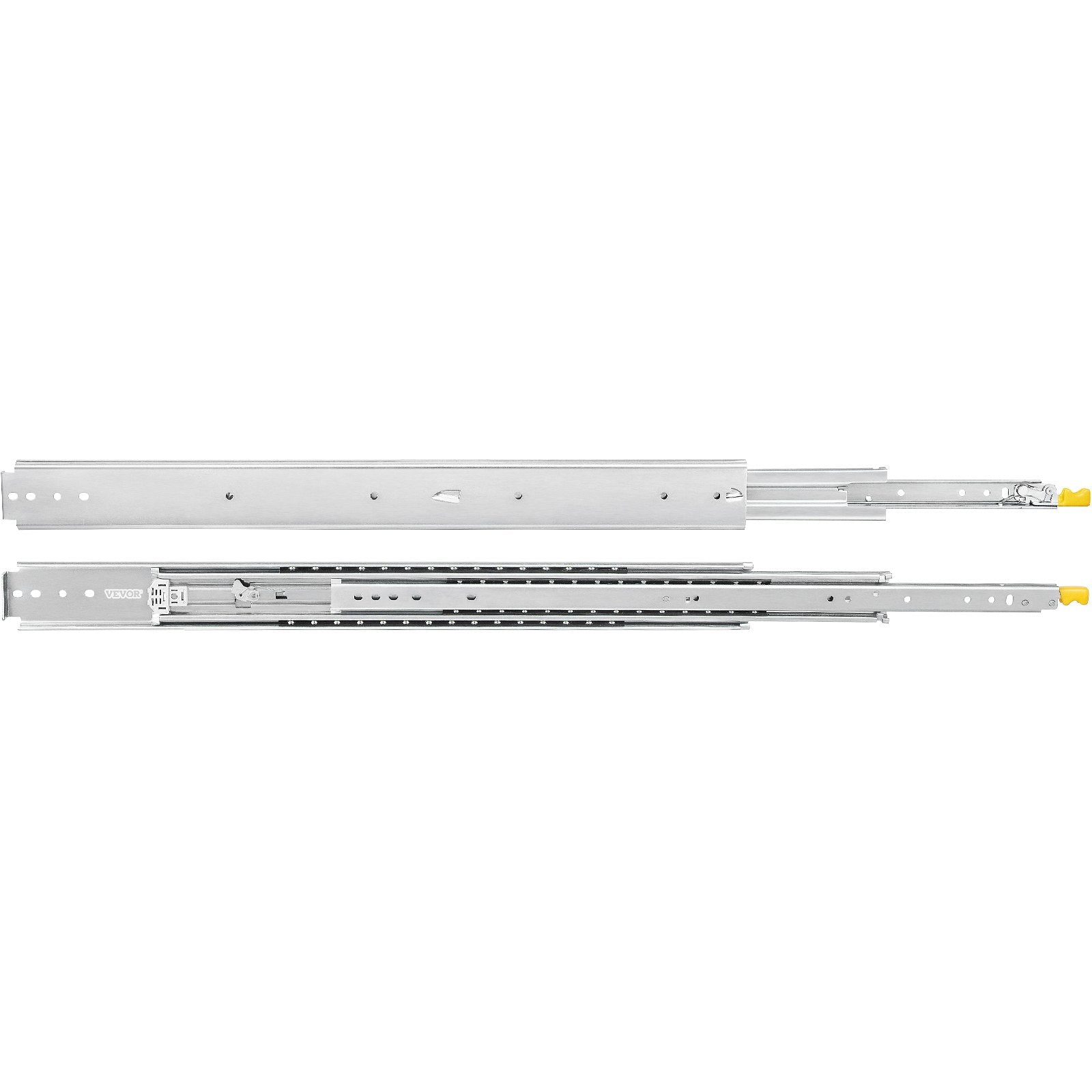 VEVOR Drawer Slides with Lock, 1 Pair 34 inch, Heavy-duty Industrial Steel up to 500 lbs Capacity, 3-Fold Full Extension, Ball Bearing Lock-in & Lock-Out, Side Mount