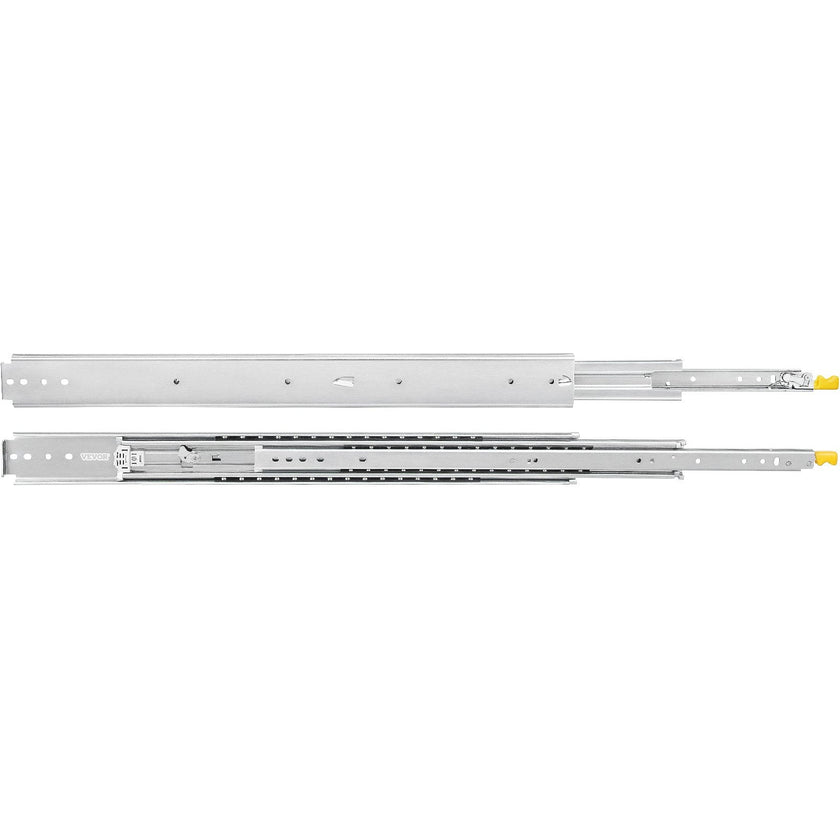 VEVOR Drawer Slides with Lock, 1 Pair 34 inch, Heavy-duty Industrial Steel up to 500 lbs Capacity, 3-Fold Full Extension, Ball Bearing Lock-in & Lock-Out, Side Mount