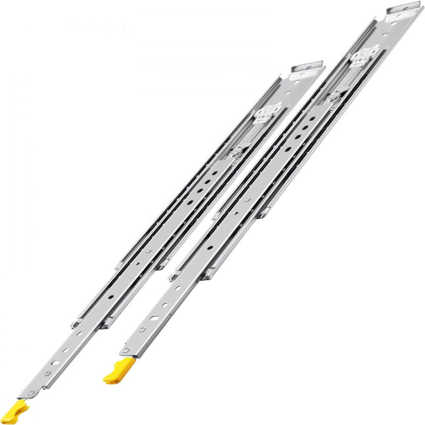 VEVOR Drawer Slides with Lock, 1 Pair 36 inch, Heavy-Duty Industrial Steel up to 500 lbs Capacity, 3-Fold Full Extension, Ball Bearing Lock-in & Lock-Out, Side Mount
