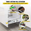 VEVOR Drawer Slides with Lock, 1 Pair 52 inch, Heavy-duty Industrial Steel up to 500 lbs Capacity, 3-Fold Full Extension, Ball Bearing Lock-in & Lock-Out, Side Mount