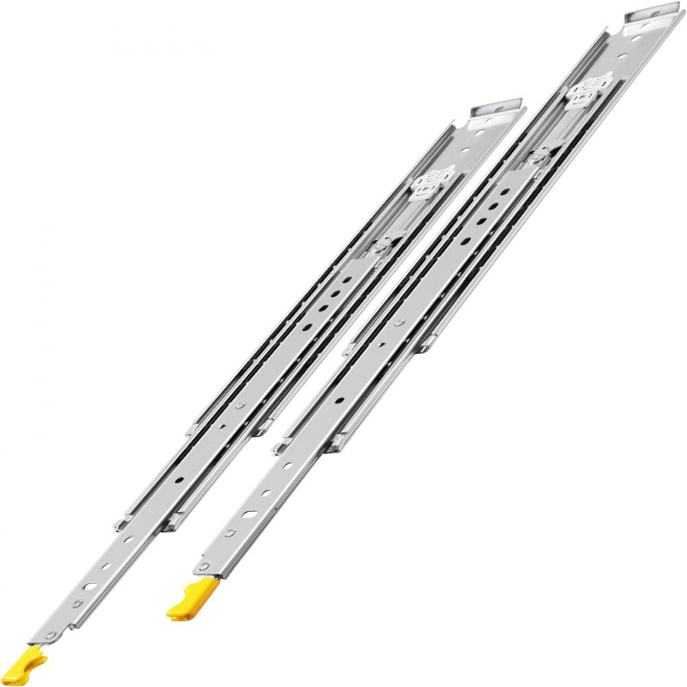 VEVOR Drawer Slides with Lock, 1 Pair 52 inch, Heavy-duty Industrial Steel up to 500 lbs Capacity, 3-Fold Full Extension, Ball Bearing Lock-in & Lock-Out, Side Mount
