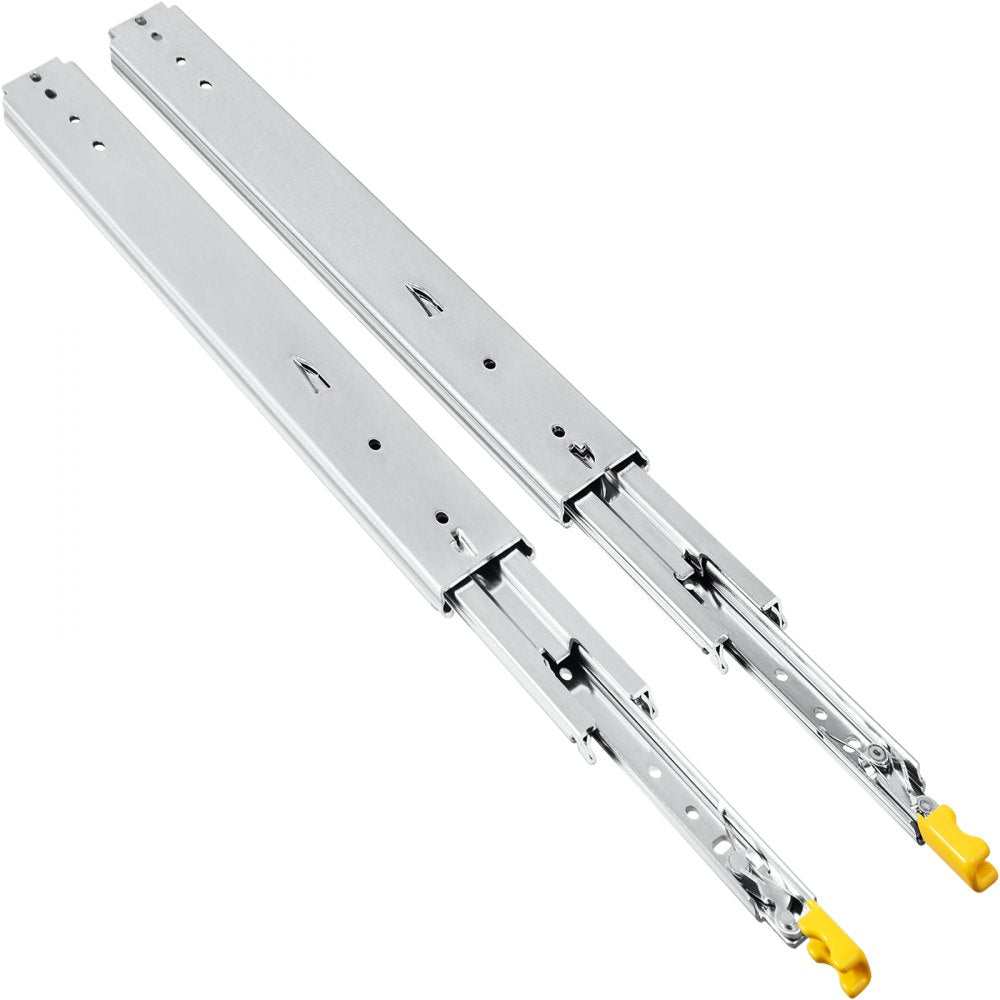 VEVOR Drawer Slides with Lock, 1 Pair 52 inch, Heavy-duty Industrial Steel up to 500 lbs Capacity, 3-Fold Full Extension, Ball Bearing Lock-in & Lock-Out, Side Mount