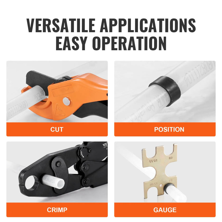 VEVOR PEX Crimping Tool, Dual Head Combo PEX Crimper Tool for 1/2