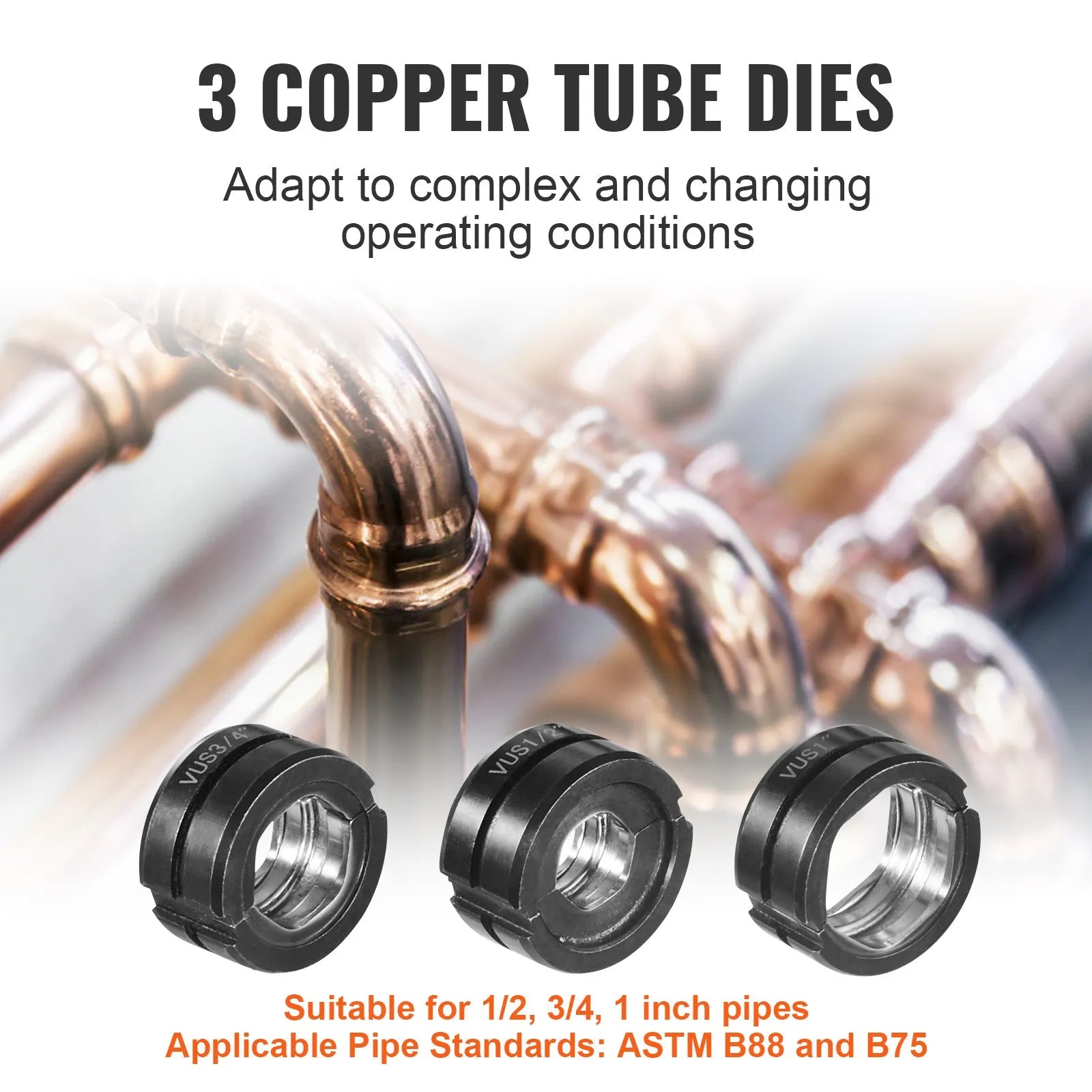 VEVOR Copper Press Tool Tube Fittings Crimping Kit, Pro Press Crimper with 1/2