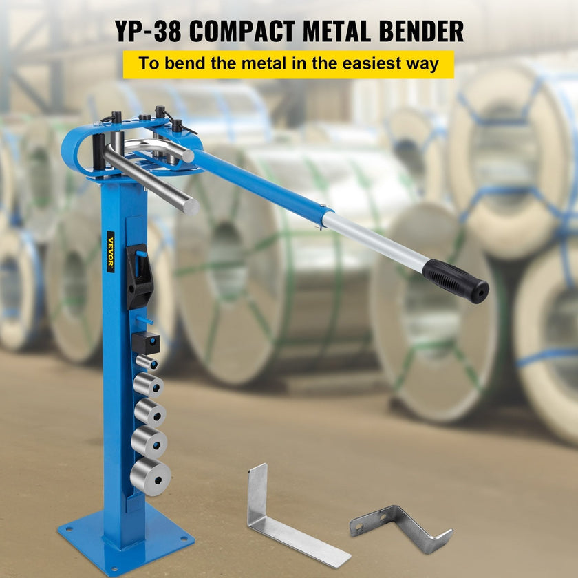 VEVOR YP 38 Pedestal Floor Compact Bender 7 Dies Versatile Compact Metal Tubing Bender 44' Mount Powdercoat Telescoping Handle Maximum 5/8