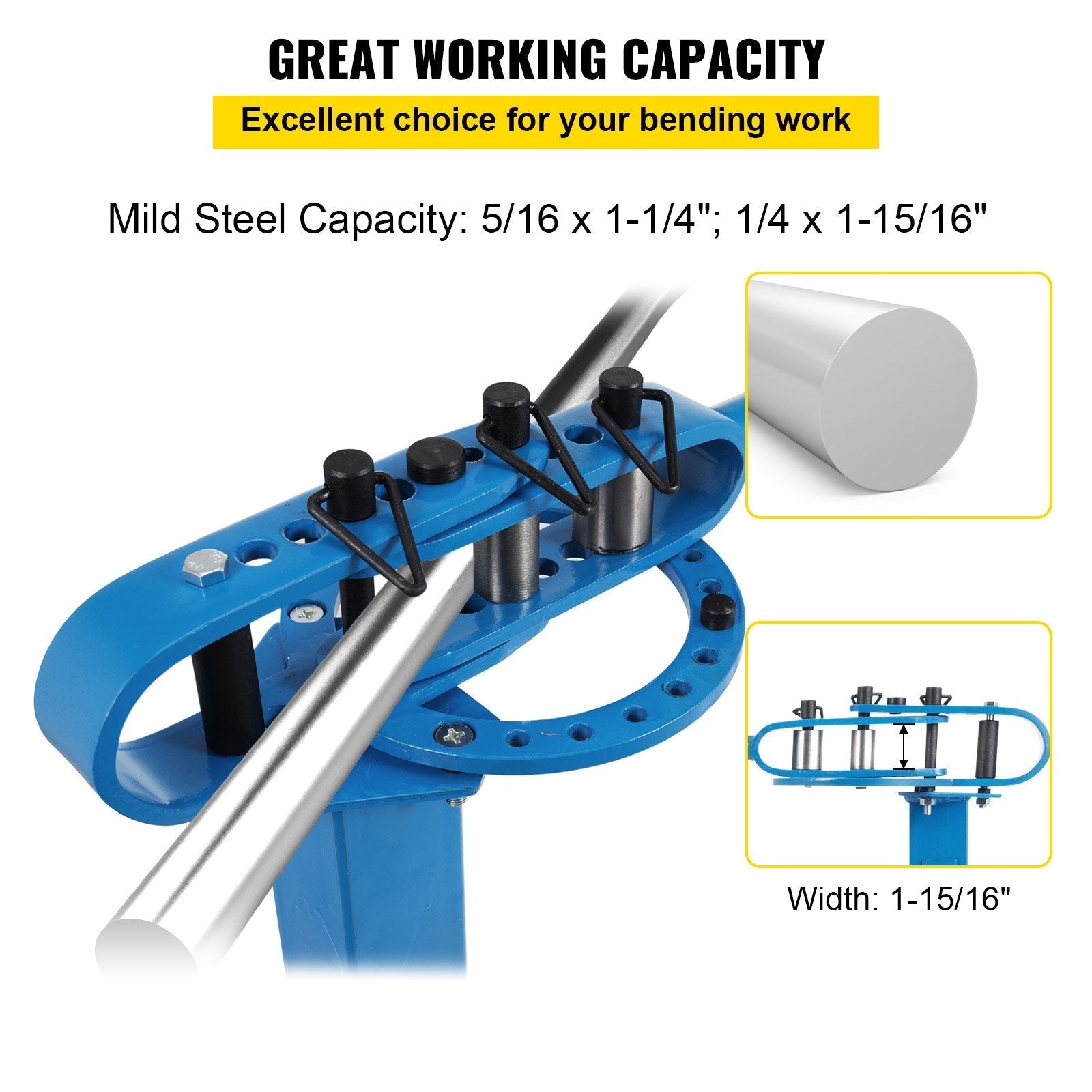 VEVOR YP 38 Pedestal Floor Compact Bender 7 Dies Versatile Compact Metal Tubing Bender 44' Mount Powdercoat Telescoping Handle Maximum 5/8