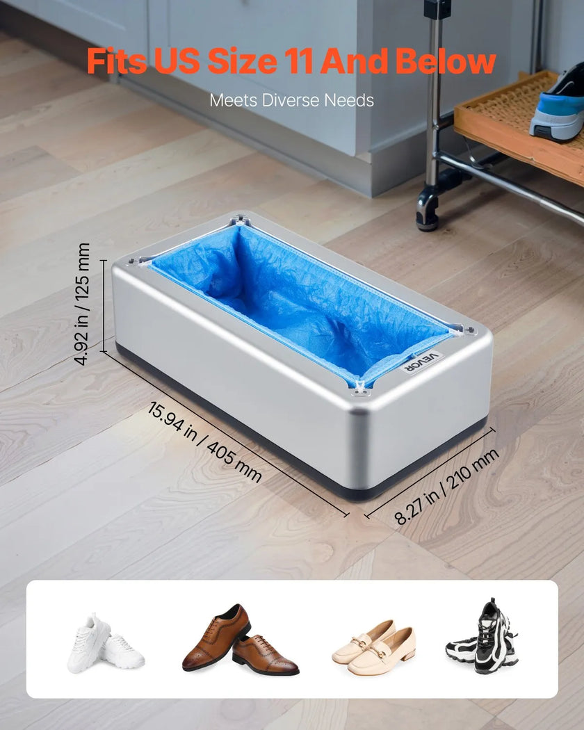 VEVOR Shoe Cover Dispenser Fits Up to US 11 with 100 Disposable Plastic Covers
