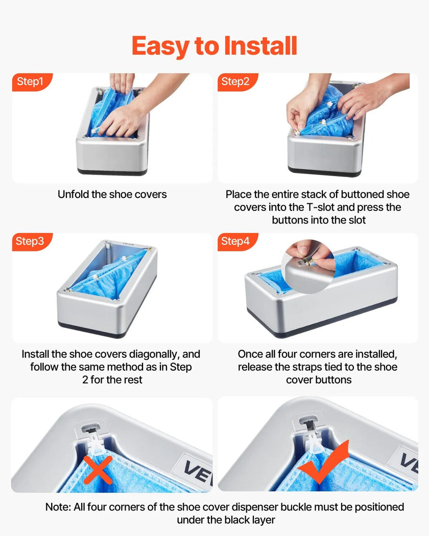 VEVOR Shoe Cover Dispenser Fits Up to US 11 with 100 Disposable Plastic Covers