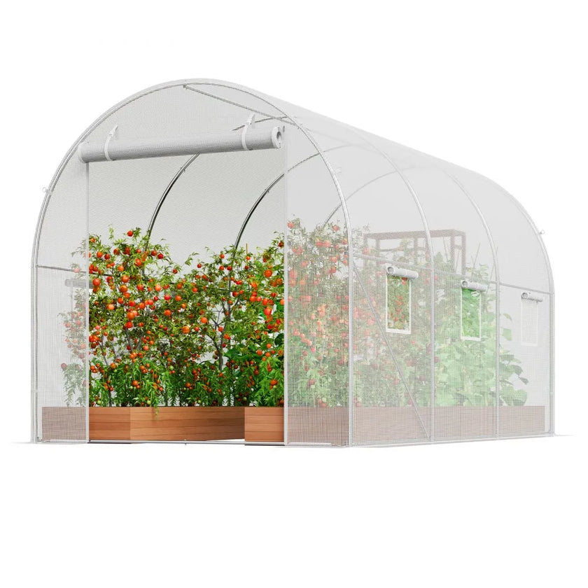 VEVOR Walk-in Tunnel Greenhouse 9.58x6.43x6.23ft Galvanized Frame PE Cover White