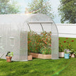 VEVOR Walk-in Tunnel Greenhouse 14.6x6.36x6.3ft Galvanized Frame PE Cover White