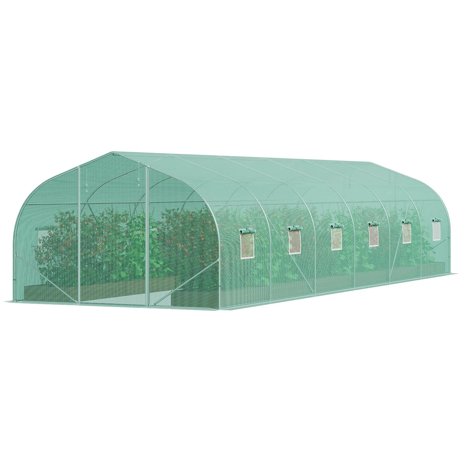VEVOR Walk-in Tunnel Greenhouse 29.53x9.84x6.6ft Galvanized Frame PE Cover Green