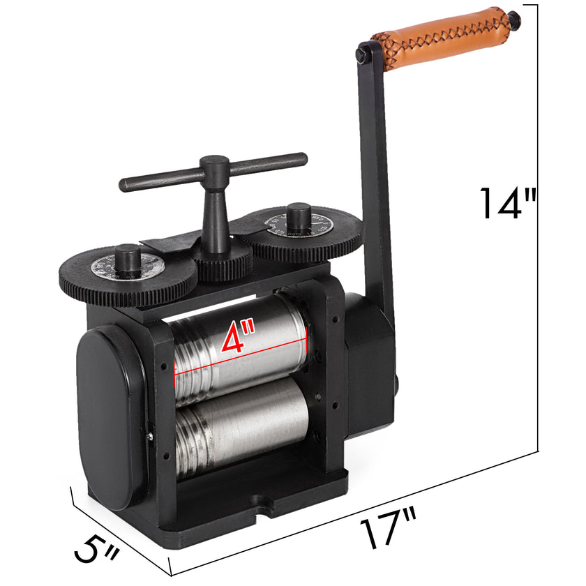 VEVOR Jewelry Combination Rolling Mill 110mm Width Flat Rolling Mill 55 mm Diameter Rollers Rolling Mill Press Gear Ratio 4:1 Jewelry Press Tabletting Tool for Jewelry Repair Design
