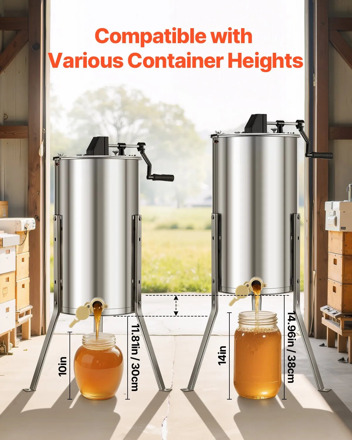 VEVOR Manual Honey Extractor 2 Frame Honey Spinner Beekeeping Stainless Steel