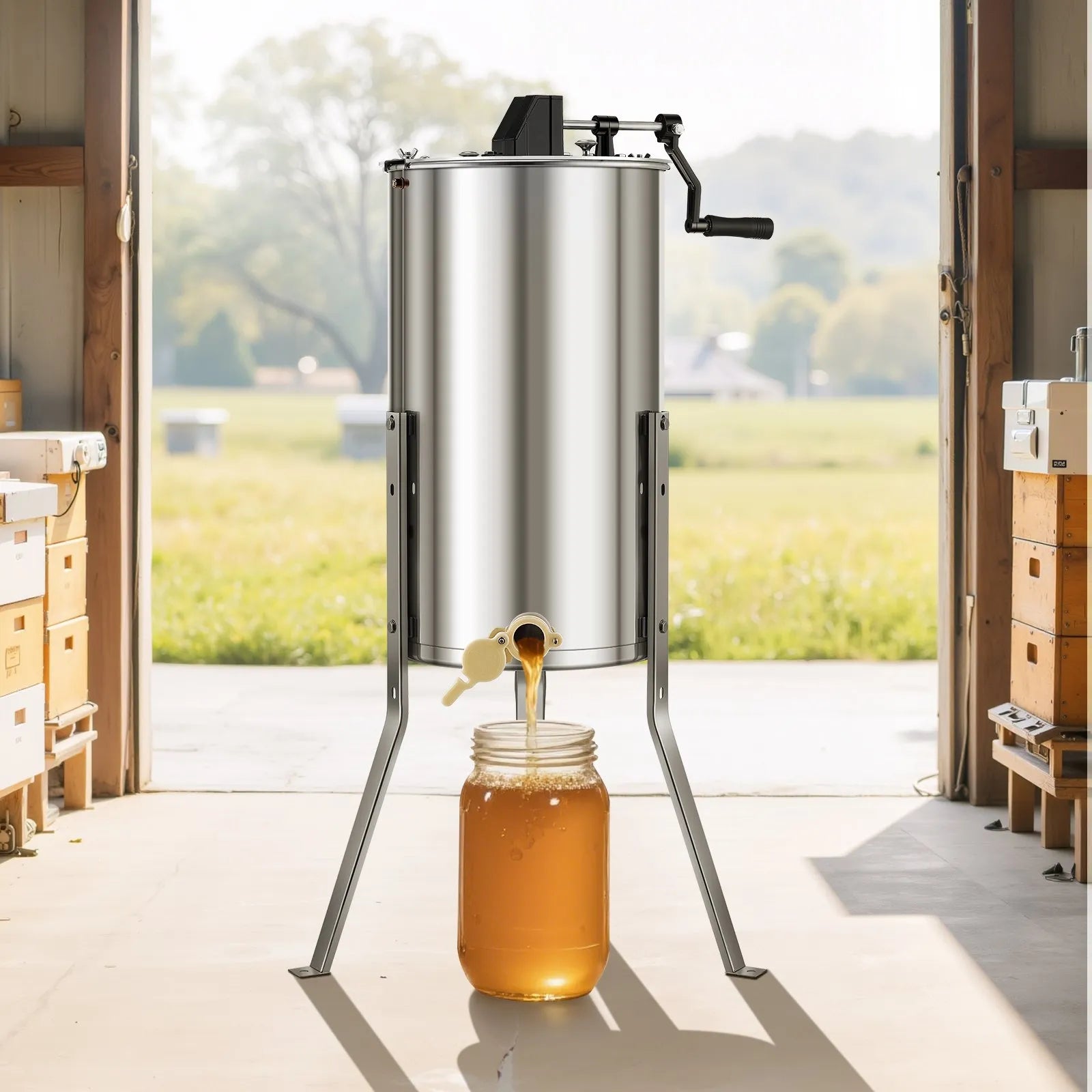 VEVOR Manual Honey Extractor 2 Frame Honey Spinner Beekeeping Stainless Steel