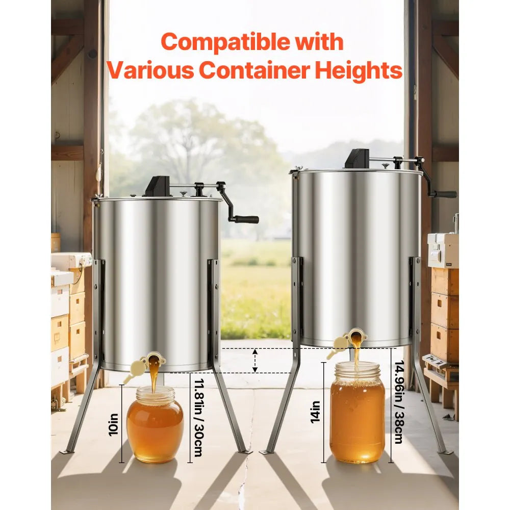 VEVOR Manual Honey Extractor 4/6 Frame Honey Spinner Beekeeping Stainless Steel