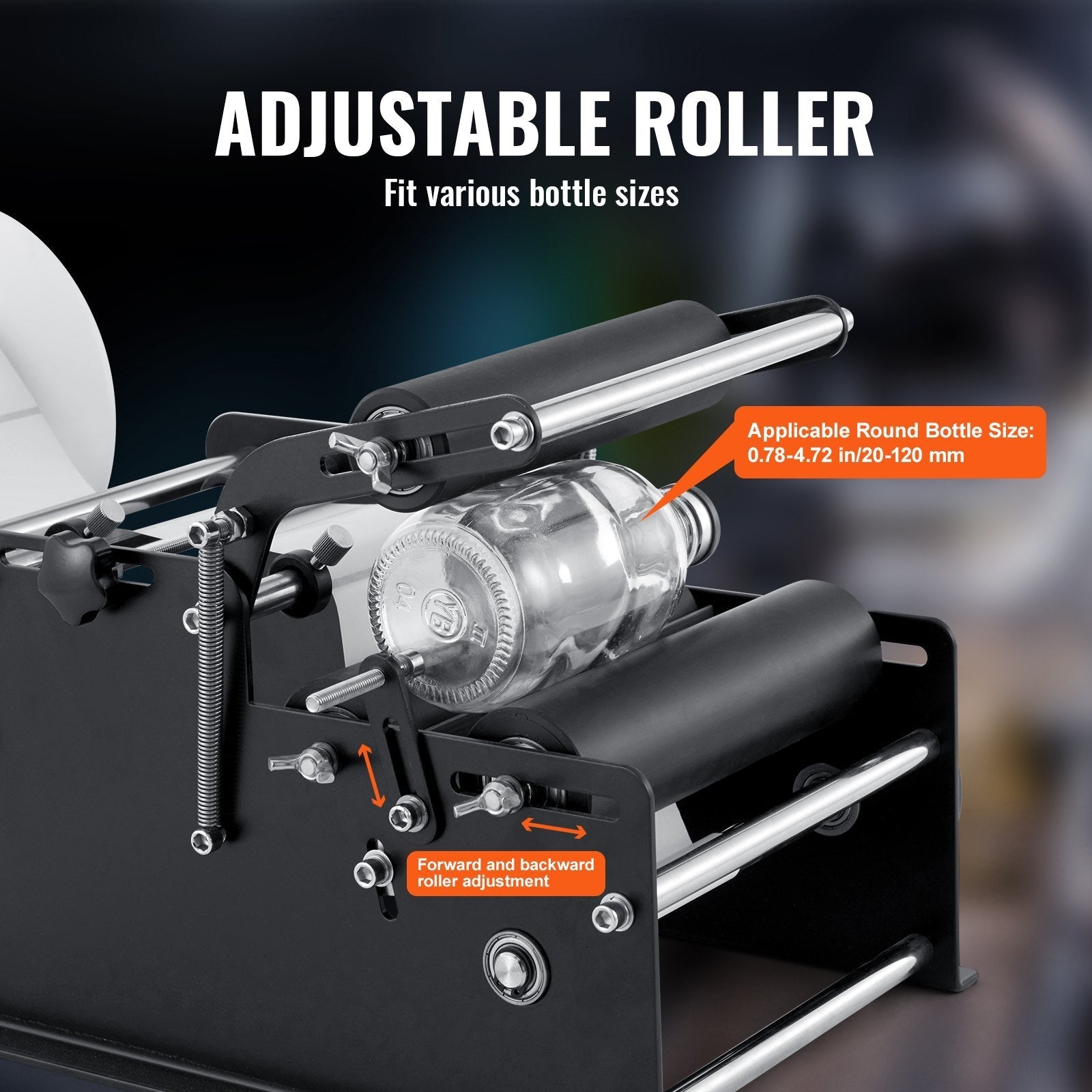 VEVOR Manual Round Labeling Machine, 15-20pcs/min, Bottle Label Applicator for Round Bottles, Adjustable Manual Round Bottle Labeler Suitable for Bottle Diameter 0.78-4.72 inches (with Pressing Bar)