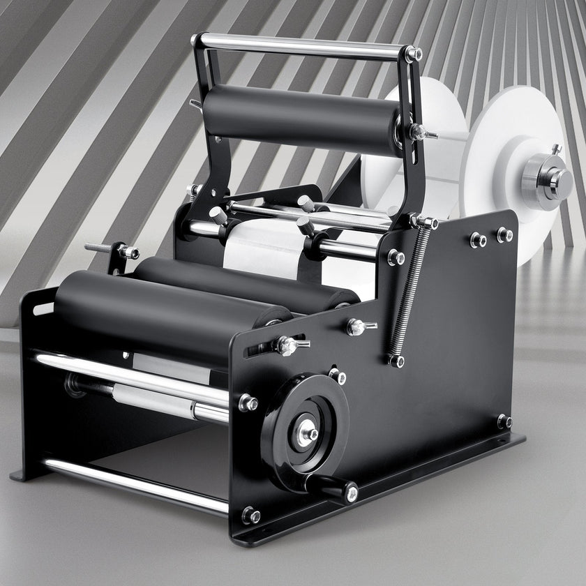 VEVOR Manual Round Labeling Machine, 15-20pcs/min, Bottle Label Applicator for Round Bottles, Adjustable Manual Round Bottle Labeler Suitable for Bottle Diameter 0.78-4.72 inches (with Pressing Bar)