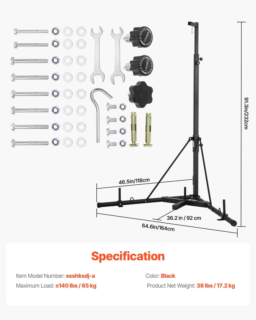 VEVOR Heavy Duty Punching Bag Frame Boxing Fitness Stand Steel Adjustable Height