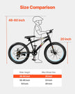 VEVOR 20” Kids Mountain Bike – 7-Speed Fat Tire MTB with Dual Disc Brakes