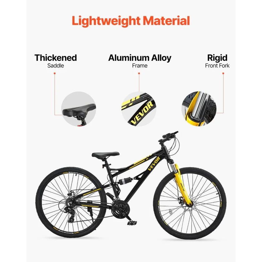 VEVOR 20” Kids Mountain Bike – 7-Speed Fat Tire MTB with Dual Disc Brakes