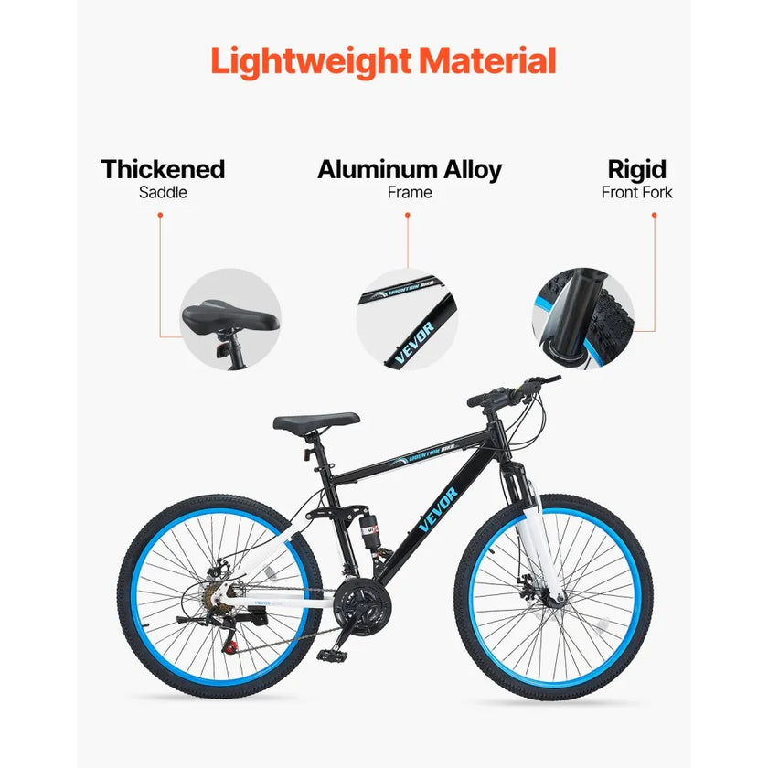 VEVOR 20” Kids Mountain Bike – 7-Speed Fat Tire MTB with Dual Disc Brakes
