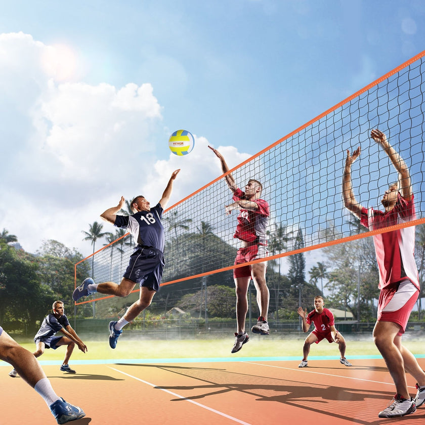 VEVOR 4-Way Volleyball Net, Adjustable Height Badminton Net Set for Backyard Beach Lawn, Outdoor Portable Volleyball Net with Carrying Bag, 4 Square Quick Assemble Game Set For Kids And Adults