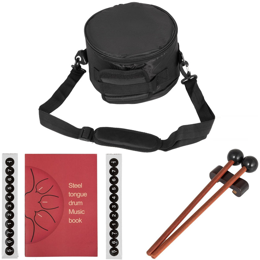 VEVOR Steel Tongue Drum - 8 Notes 10 inches - Percussion Instrument - Handpan Drum with Bag, Book, Mallets, Finger Picks (Black)