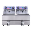 VEVOR Commercial Electric Deep Fryer, 24L 3000W Dual Removable Basket, Stainless Steel Electric Countertop Fryer with Time Control and Oil Filtration, Deep Fryer for Commercial Restaurant Use, Silver